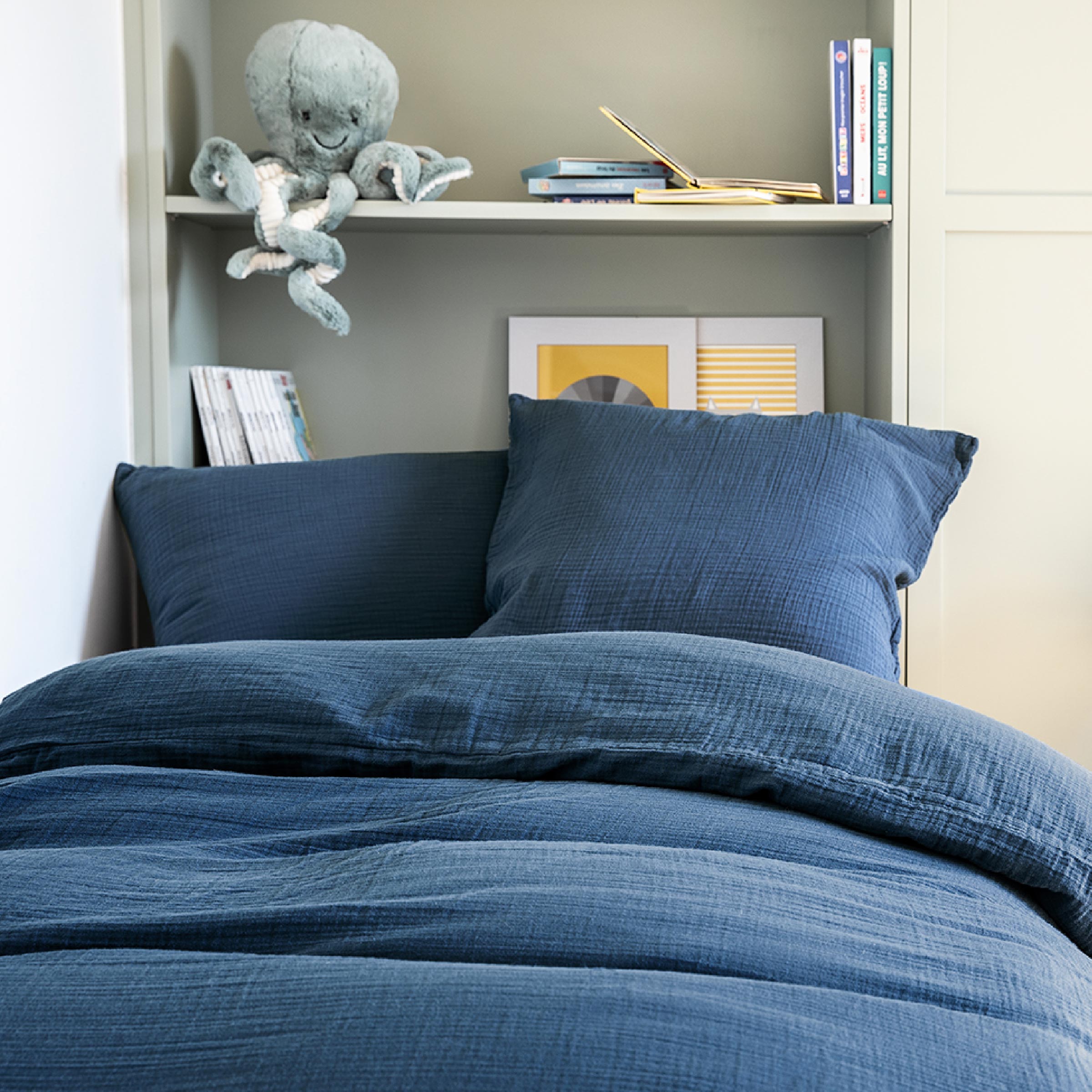 Essix Dekbedovertrek Set Tendresse Stonewashed Katoengaas 145TC Bleu de Chine 