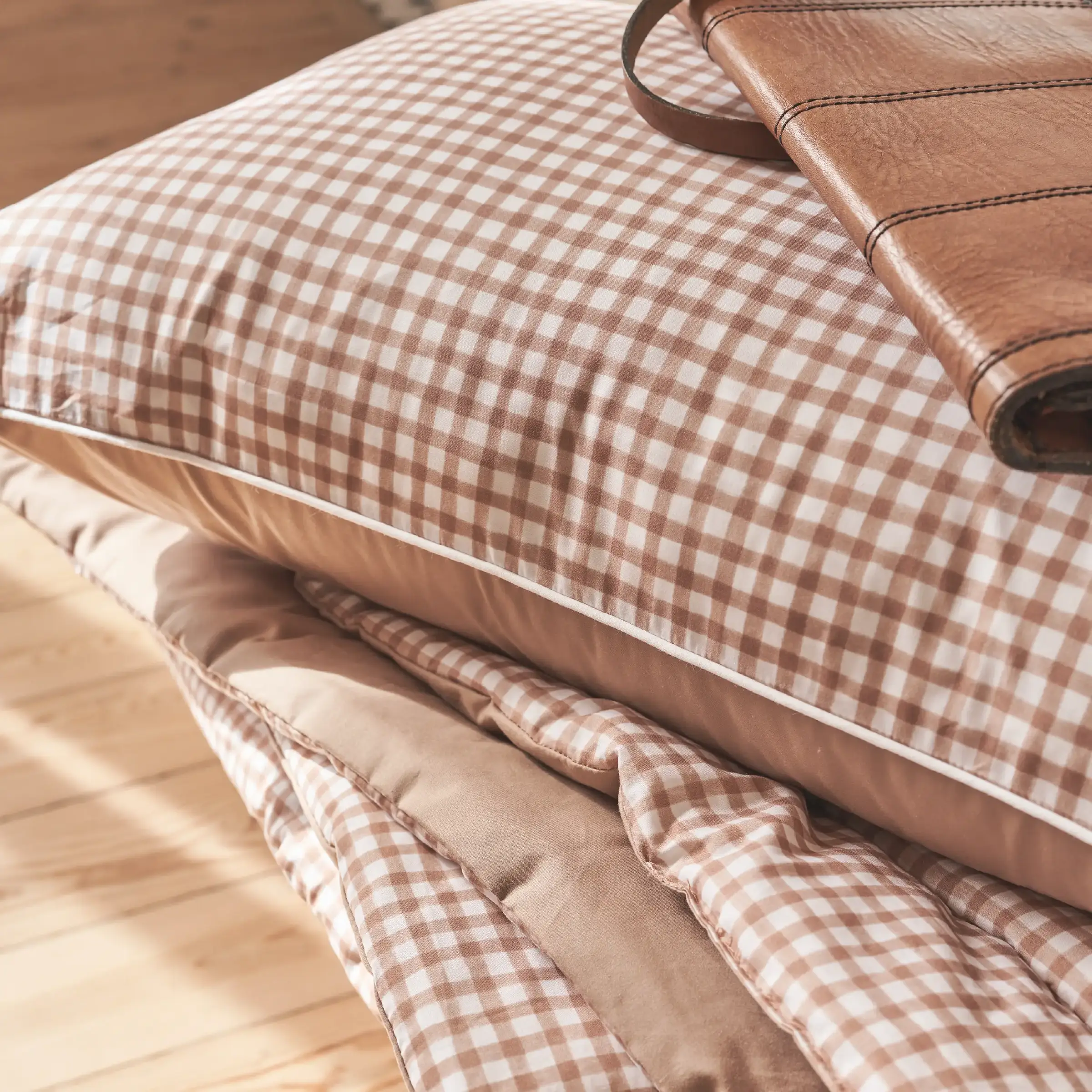 Essix Plaid Vichy Poesie Percal Beige 130 x 200 cm