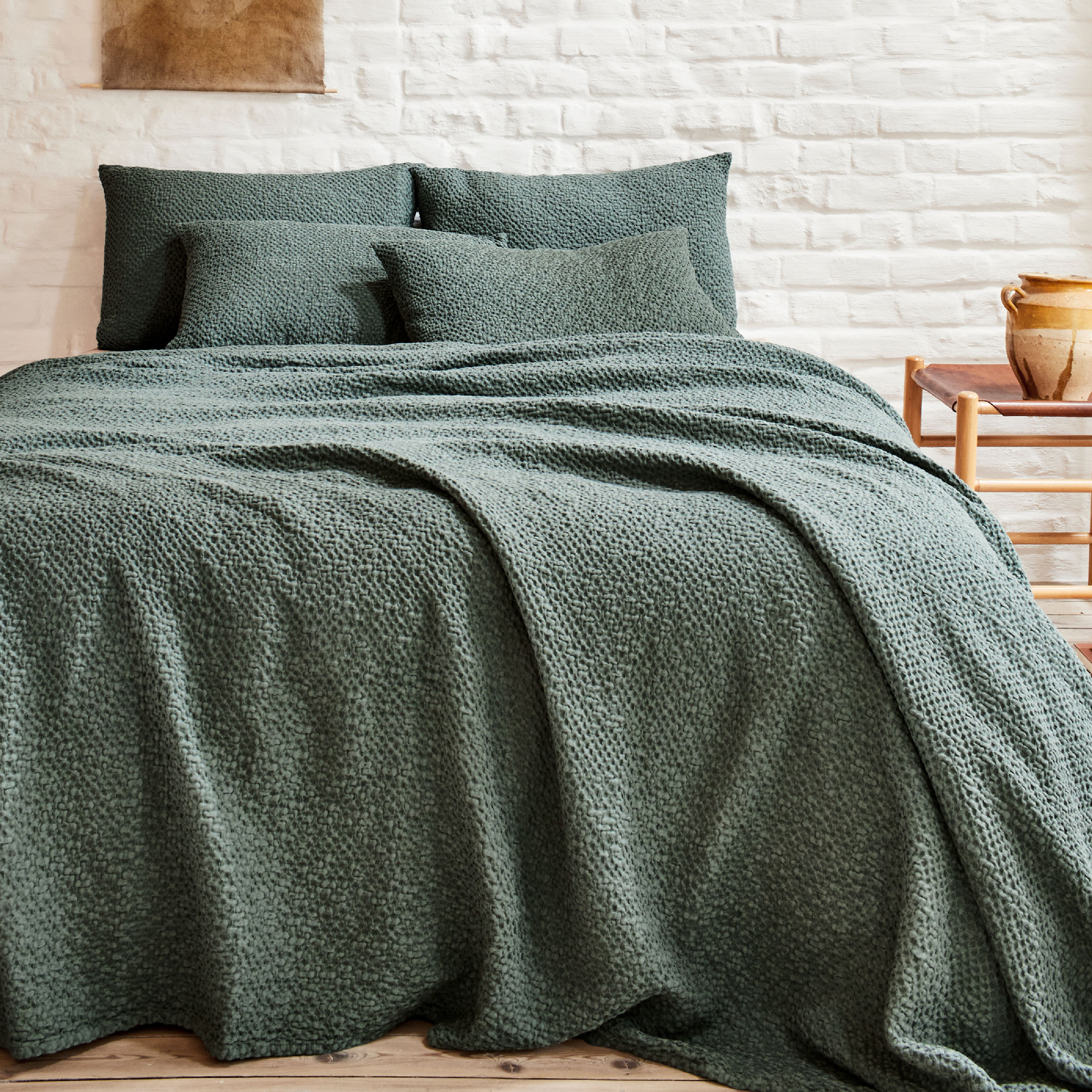 Essix Sierkussenhoes Songe Stonewashed Katoen Fougere 40 x 60 cm