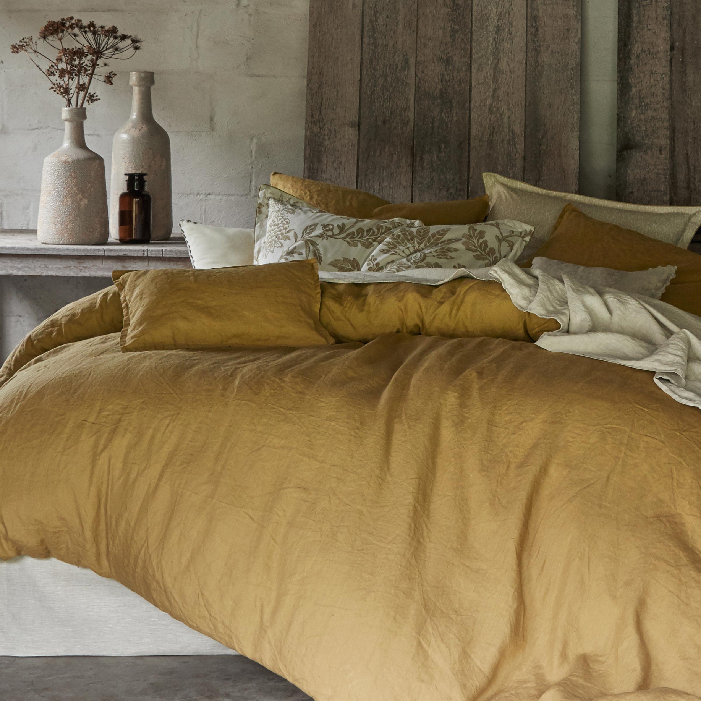 Alexandre Turpault Laken Nouvelle Vague Stonewashed Linnen Sienne 270 x 300 cm