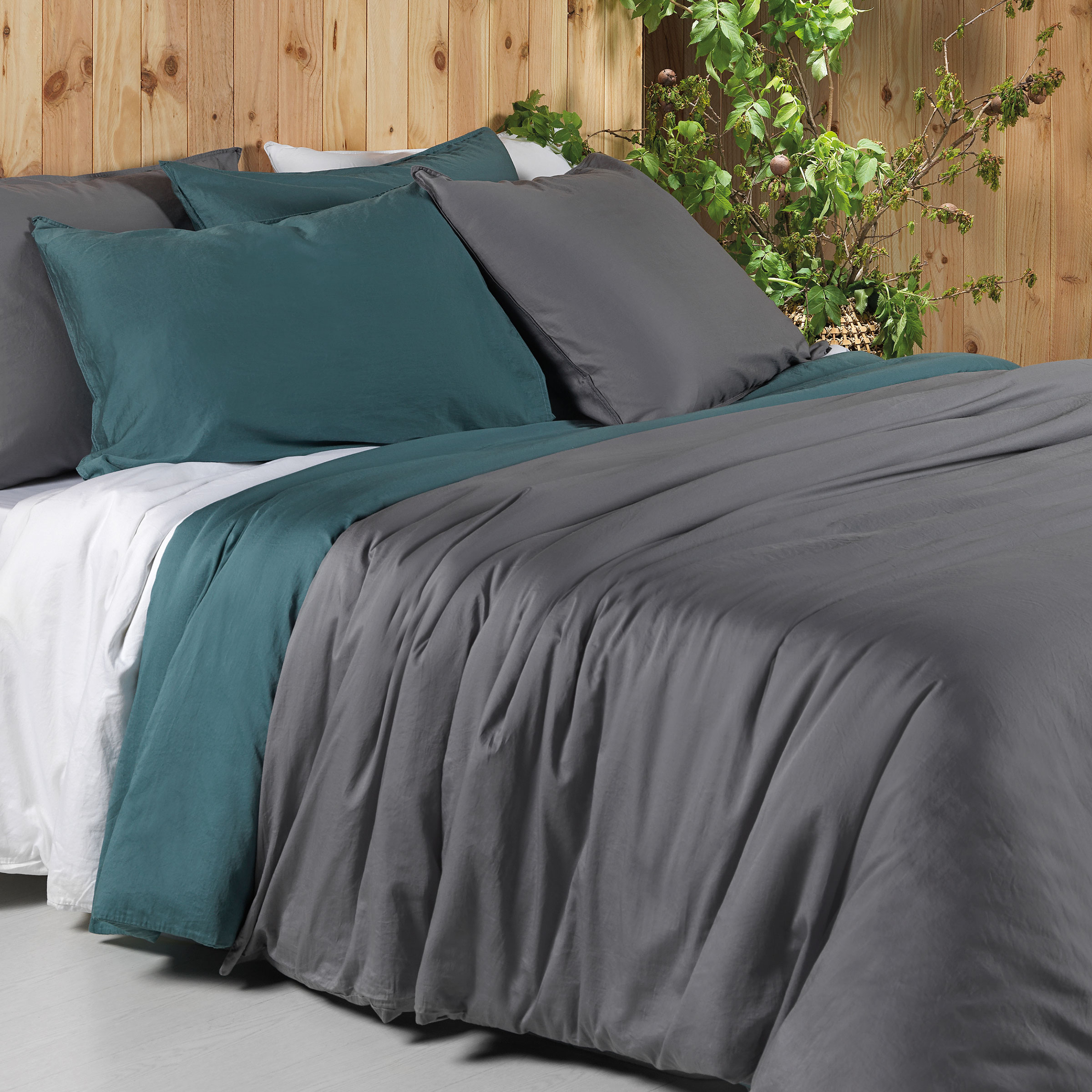 Dommelin Dekbedovertrekset Lavado Stonewashed Satijn 300TC Olifantgrijs