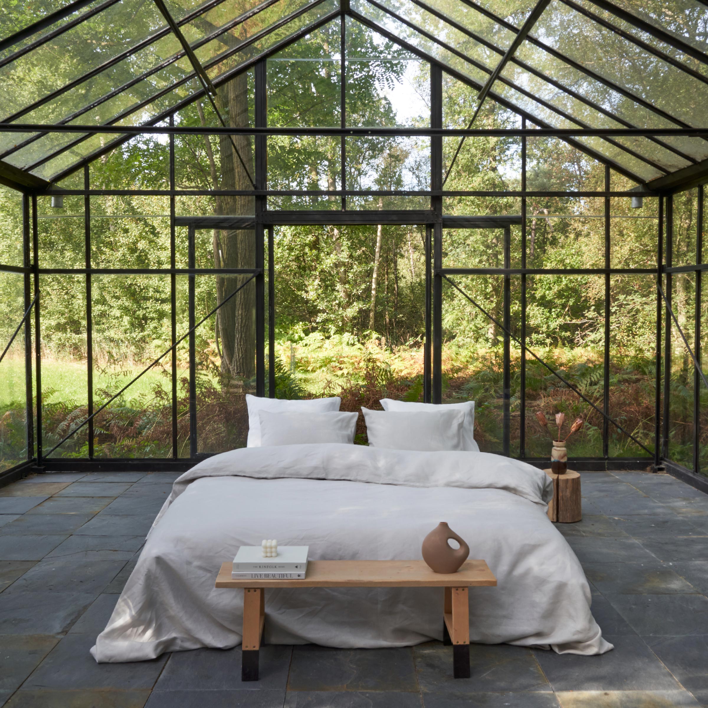 Dommelin Split Hoeslaken Organic Linnen 140TC Platinum