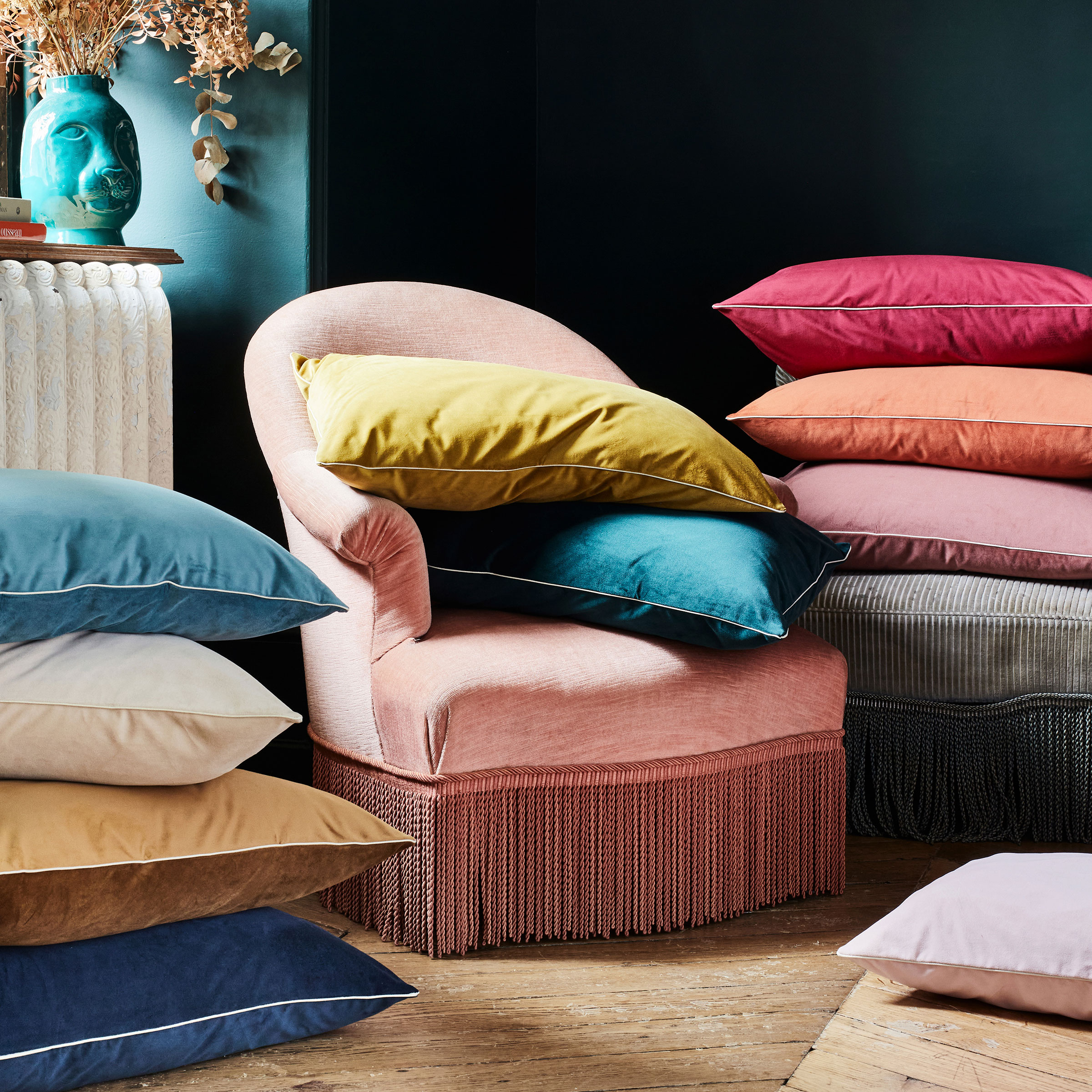 Essix Sierkussenhoes Gatsby Fluweel Fjord 40 x 60 cm