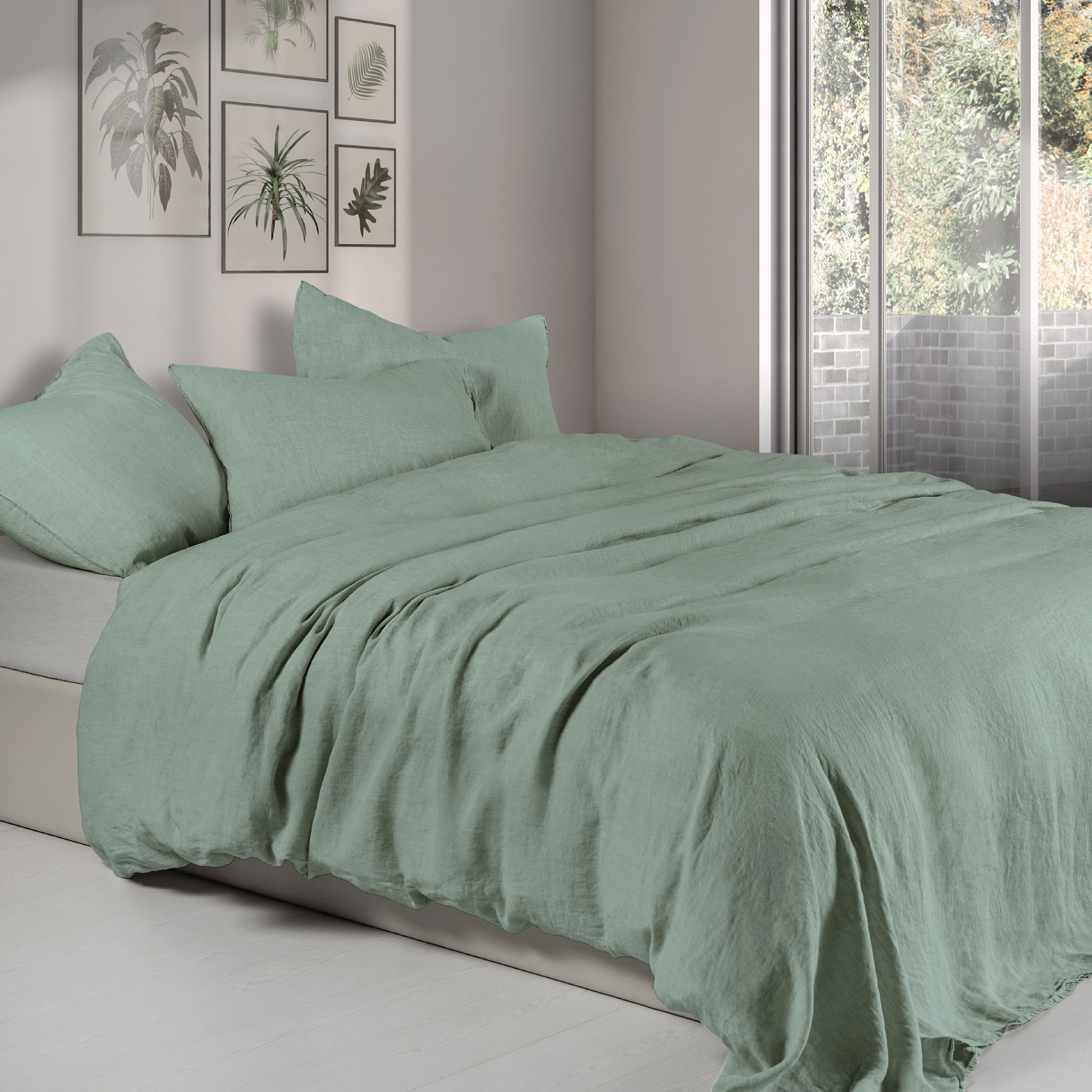 Dommelin Dekbedovertrekset Tough Stonewashed Linnen Mistgroen