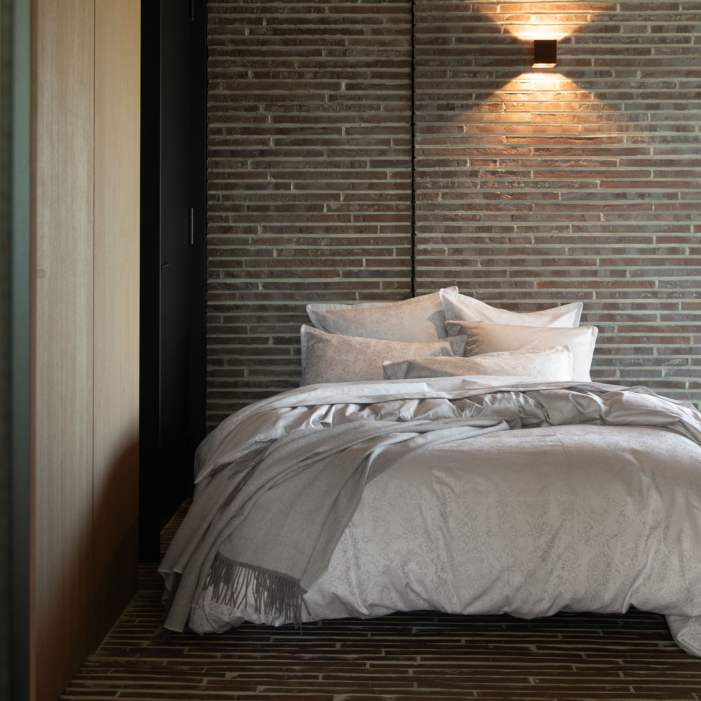 Alexandre Turpault Dekbedovertrek Set Quantique Organic Jacquard Satijn 300TC Wit - Oyster