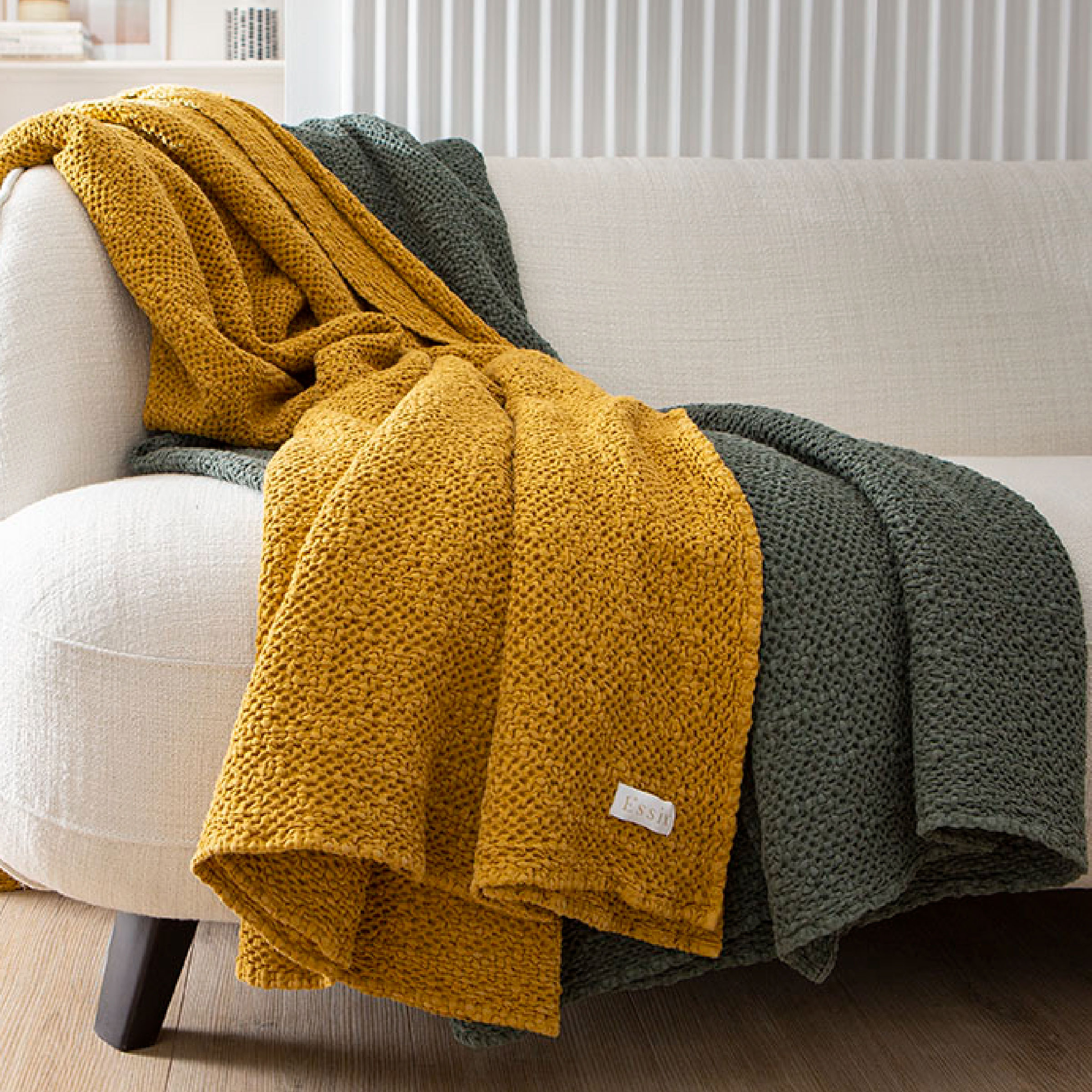 Essix Sierkussenhoes Songe Stonewashed Katoen Fougere 40 x 60 cm