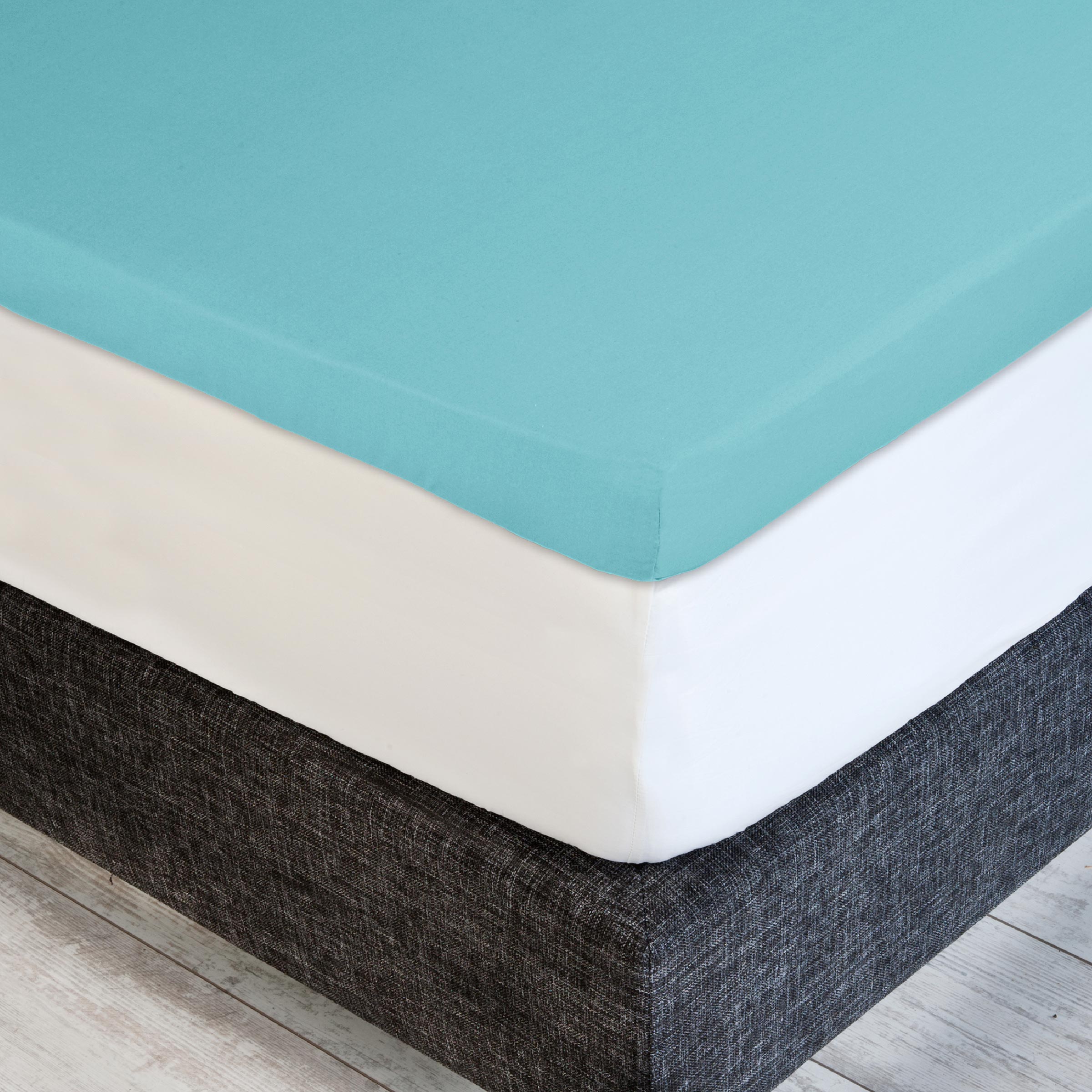 Dommelin Dubbel Split Topper Hoeslaken Percal 200TC Aquamarijn