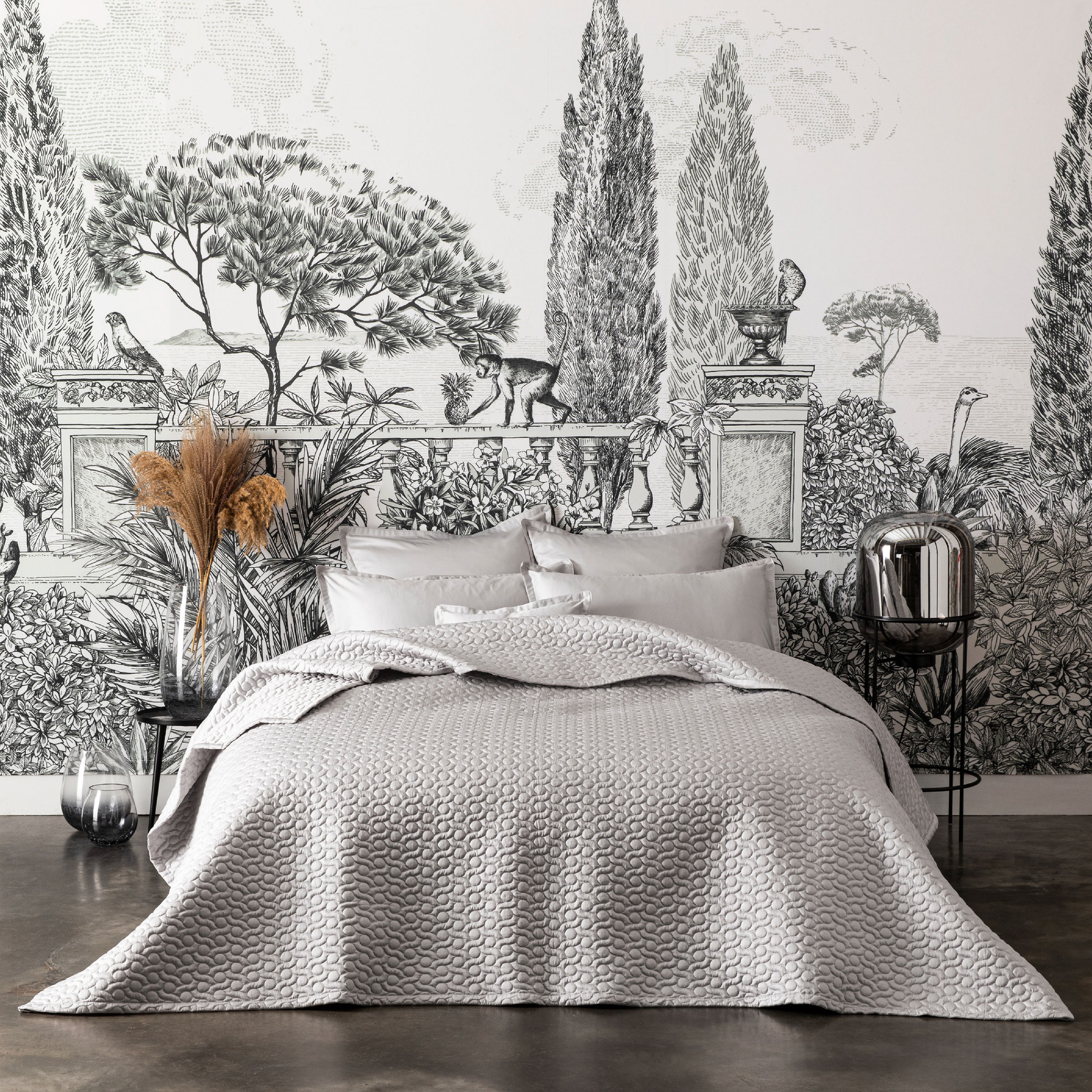 Alexandre Turpault Sprei Poesie Satijn Argent 260 x 240 cm