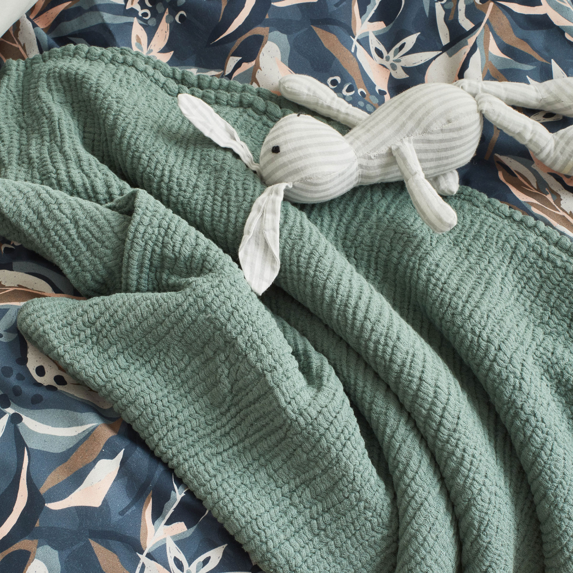 Essix Sprei Jazzy Stonewashed Katoengaas Bleu Petrole 260 x 240 cm