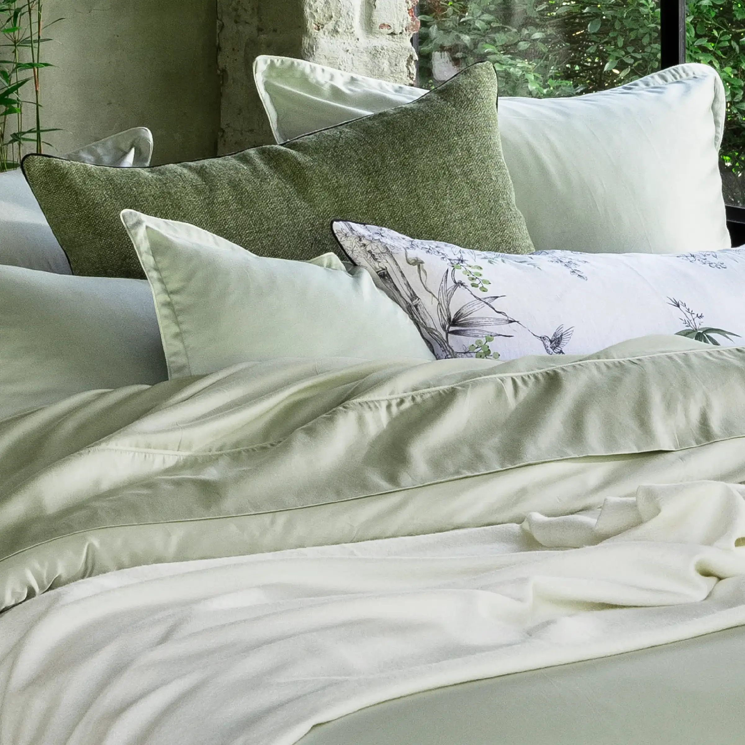 Alexandre Turpault Laken Teophile Organic Satijn 300TC Linden Green