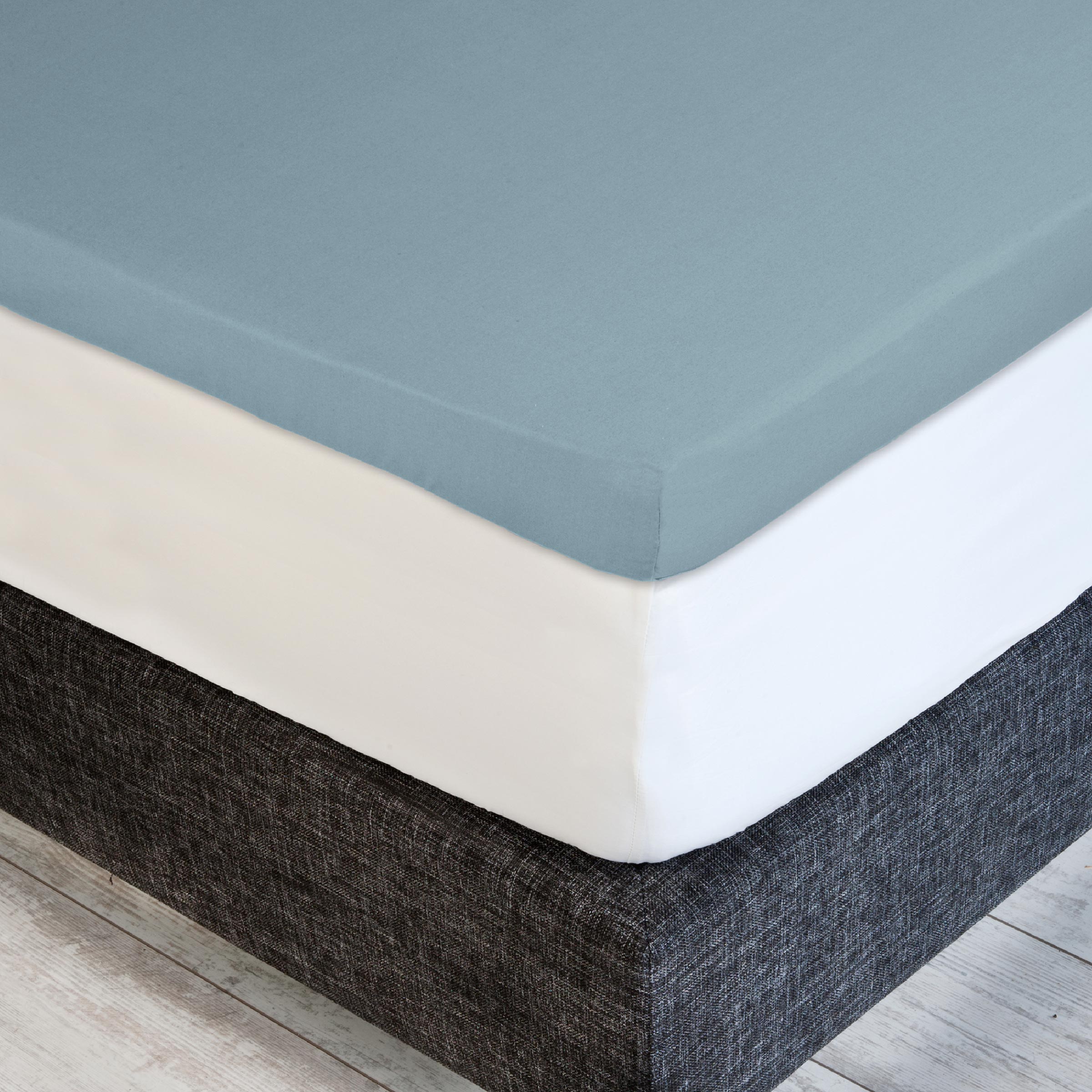 Dommelin Dubbel Split Topper Hoeslaken Percal 200TC Pastelblauw