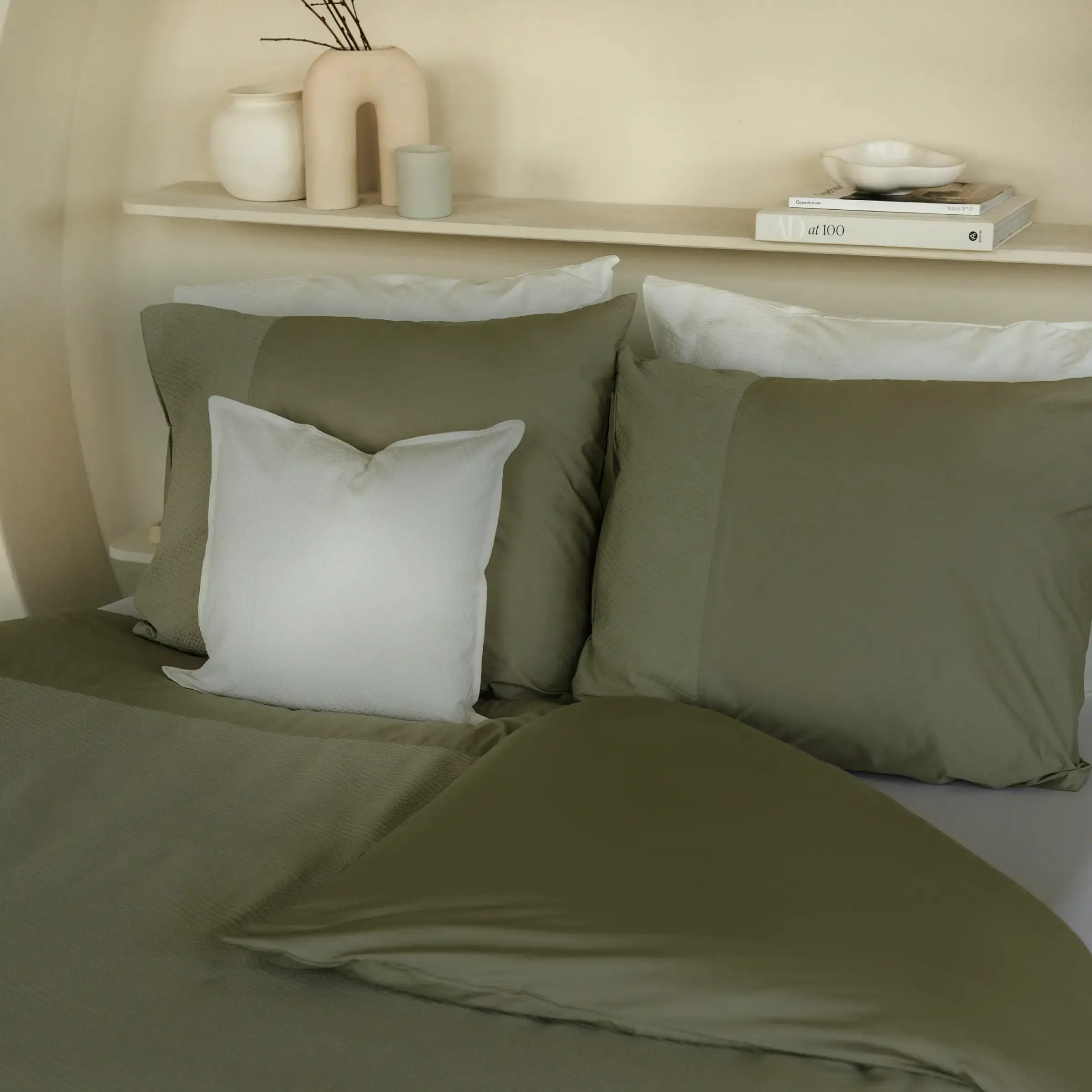 Dommelin Dekbedovertrekset Liva Percal 200TC Olijf