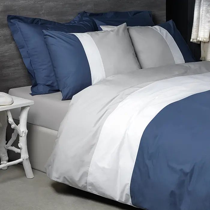 Dommelin Dekbedovertrel Padua Zilver Wit Nachtblauw