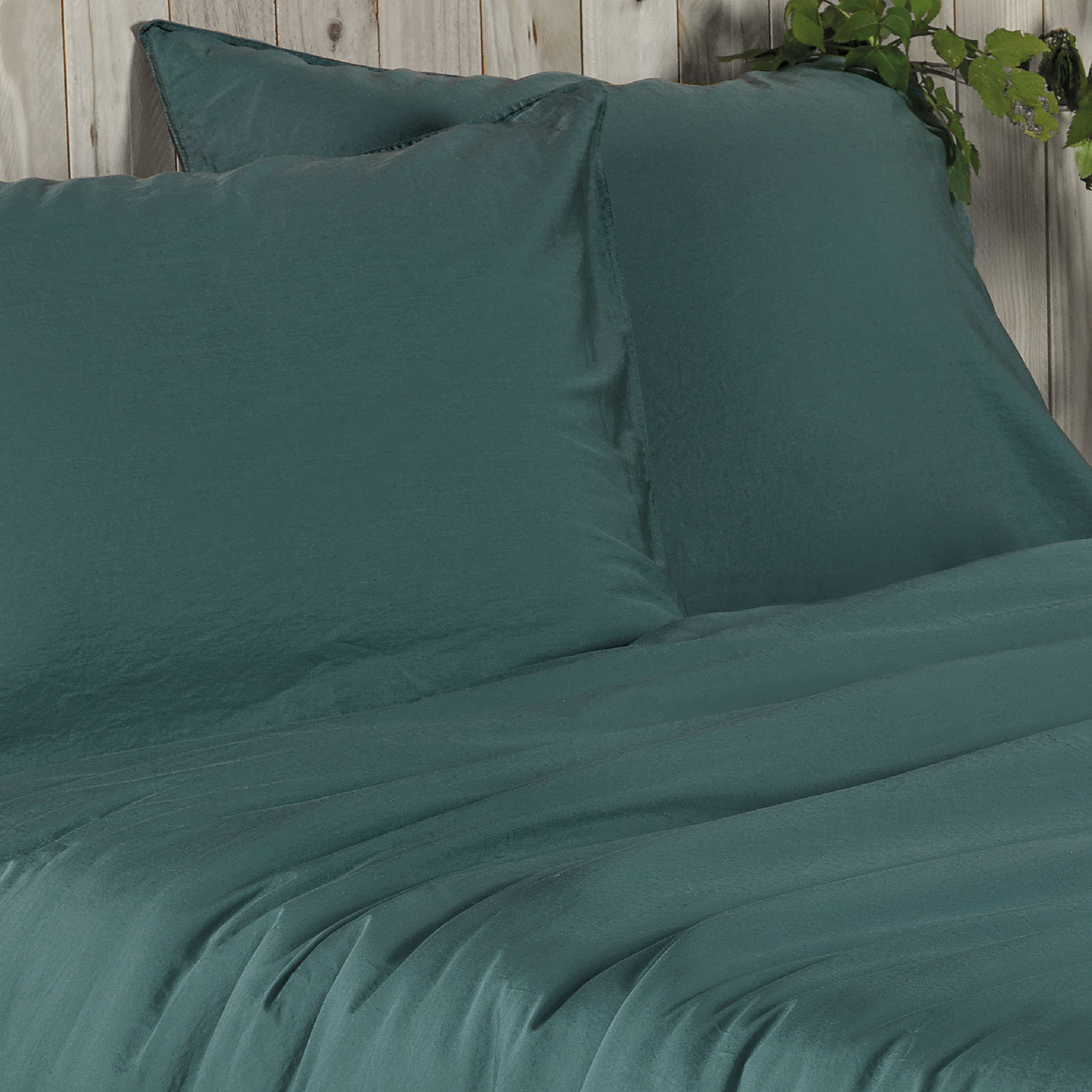 Dommelin Dekbedovertrekset Lavado Stonewashed Satijn 300TC Antiekgroen