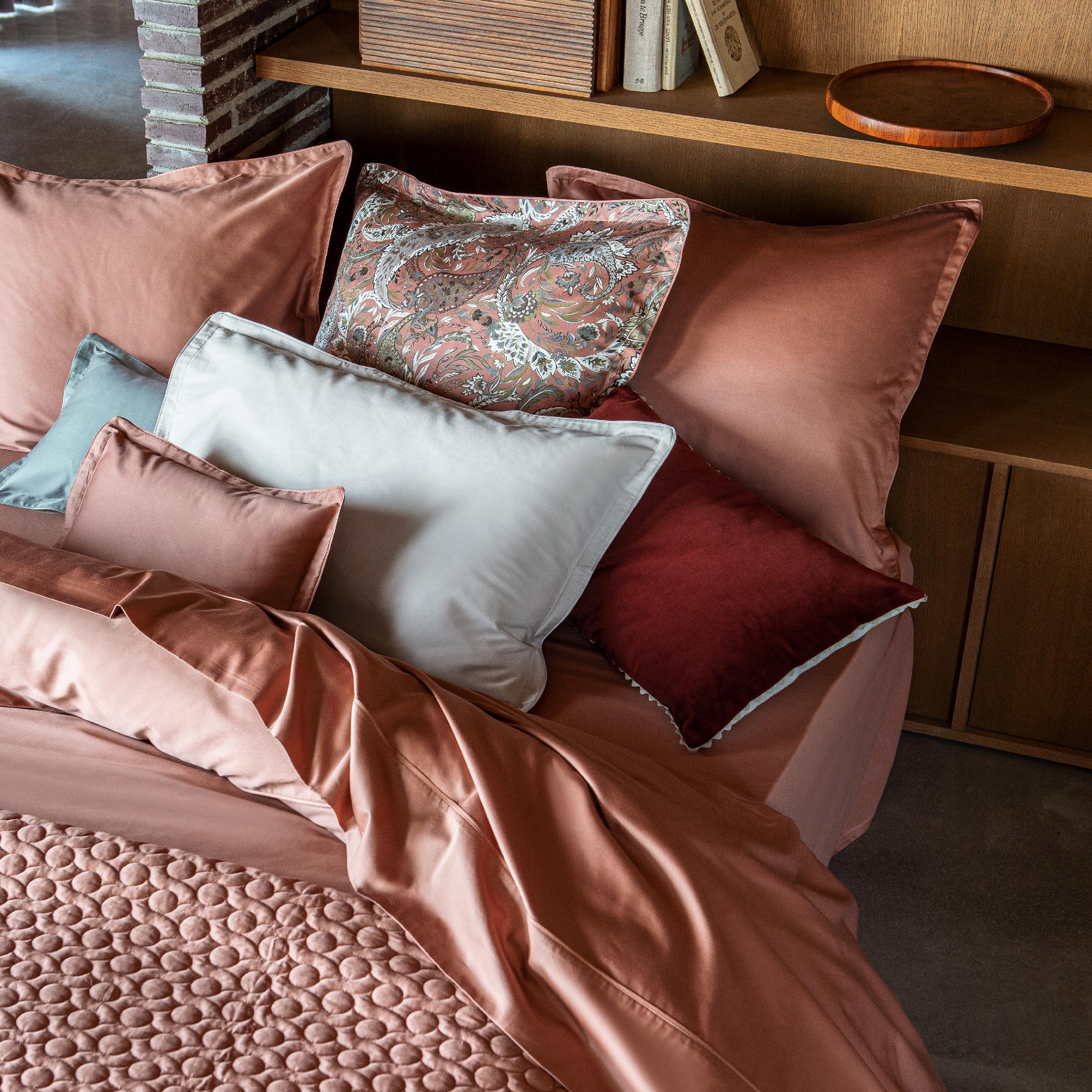 Alexandre Turpault Kussensloop Teophile Organic Satijn 300TC Terracotta