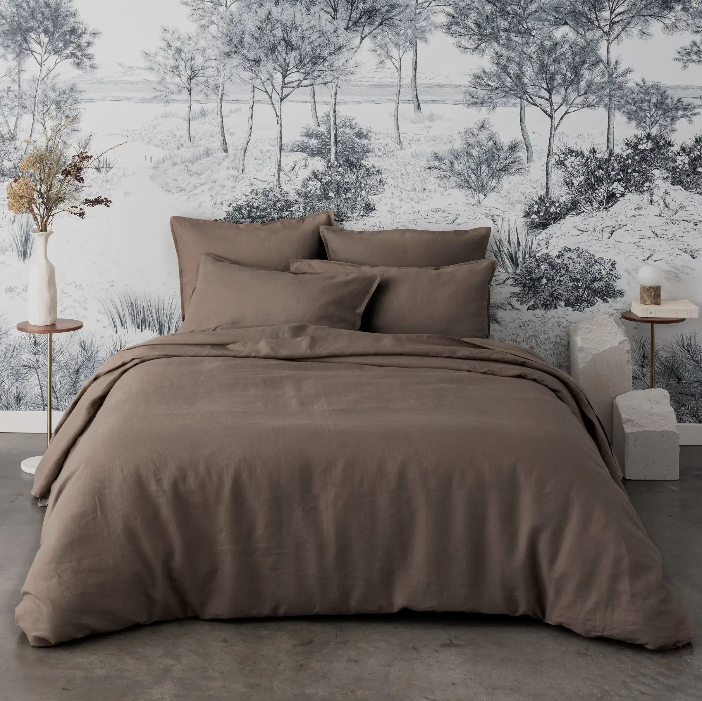 Alexandre Turpault Dekbedovertrek Set Nouvelle Vague Stonewashed Linnen Reed Brown