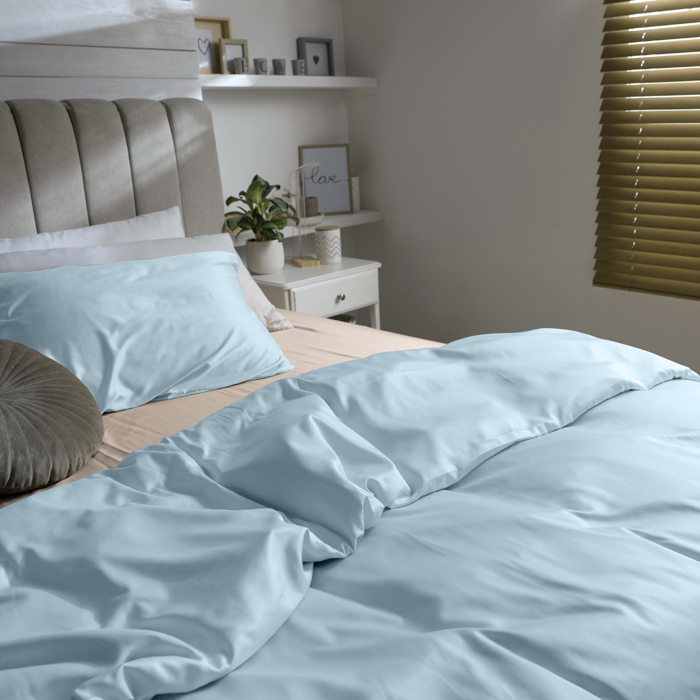 Dommelin Dekbedovertrek Set Satijn 300TC Pastelblauw 