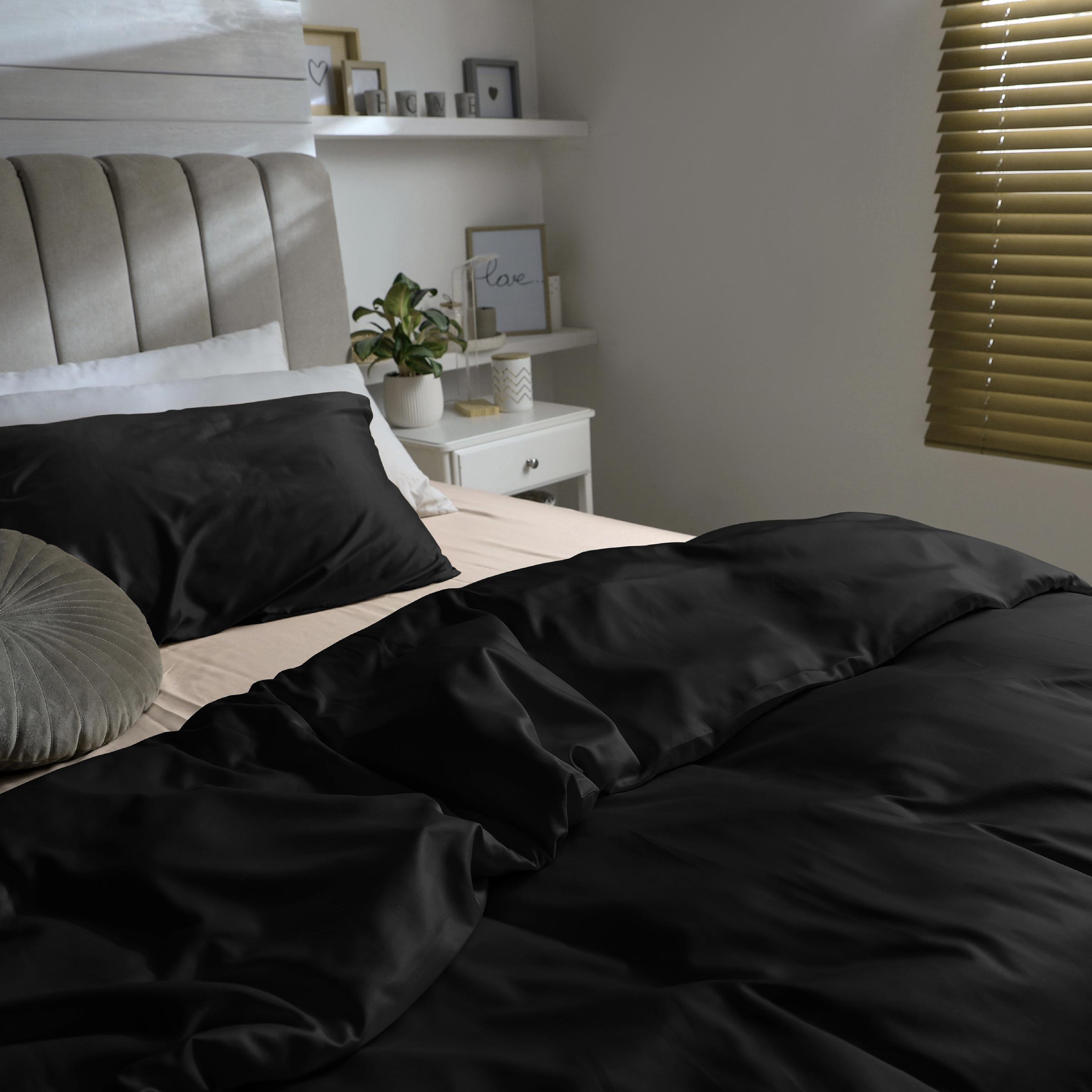 Dommelin Dekbedovertrek Set Satijn 300TC Zwart 