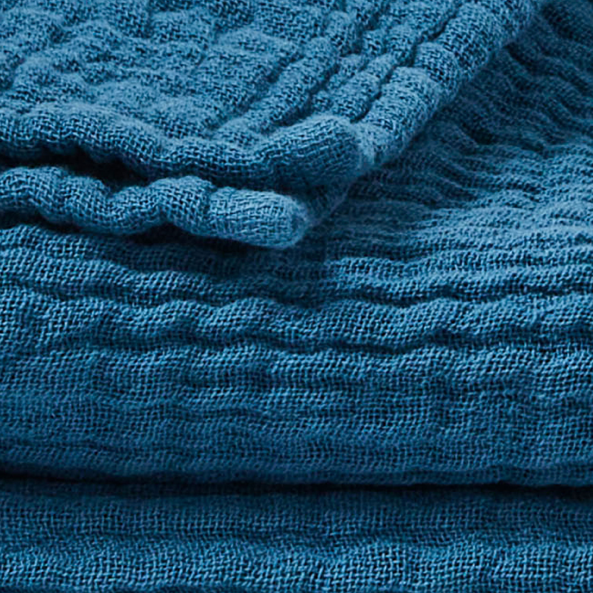 Essix Plaid Jazzy Stonewashed Katoengaas Bleu Petrole 130 x 170 cm