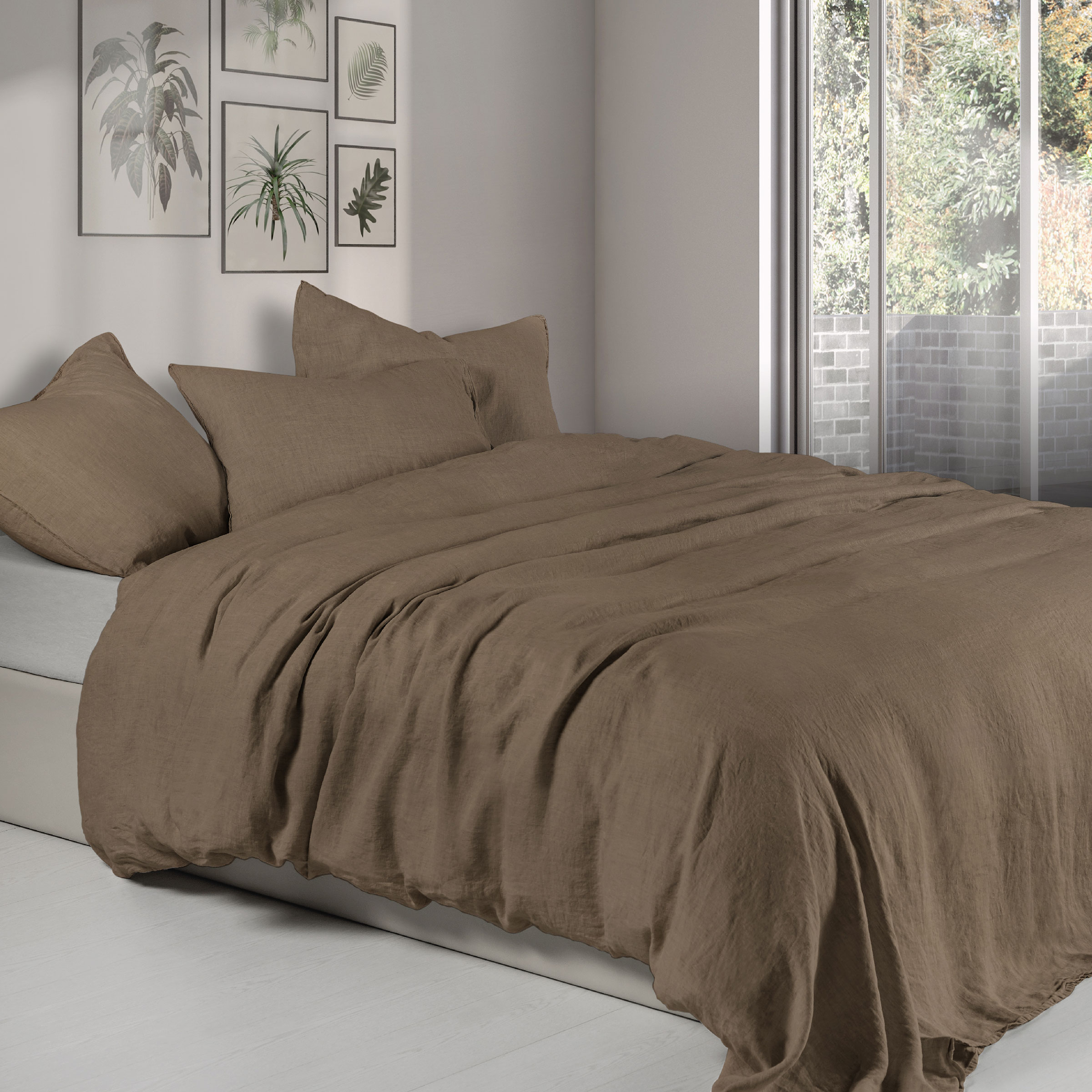 Dommelin Dekbedovertrekset Tough Stonewashed Linnen Walnoot