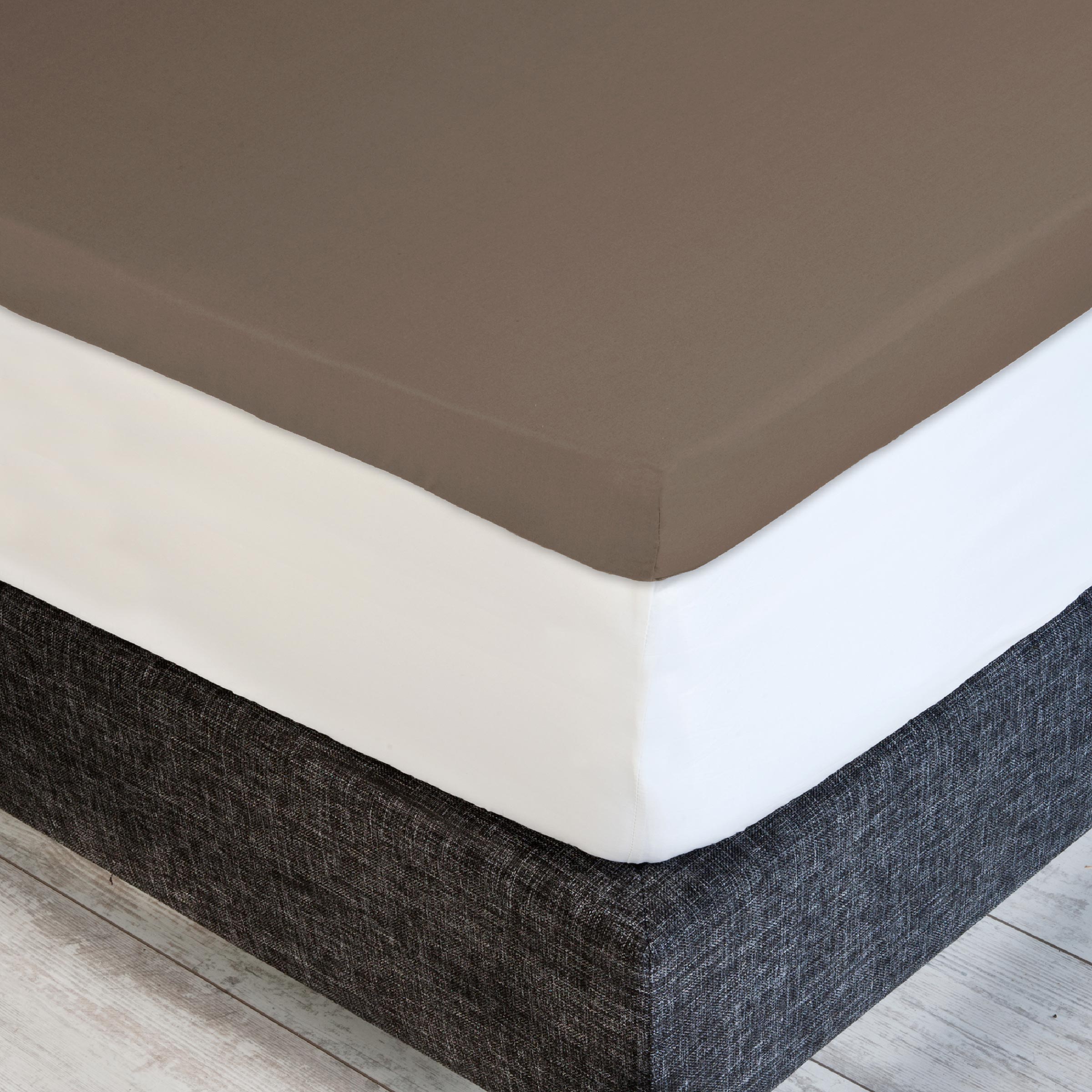 Dommelin Dubbel Split Topper Hoeslaken Percal 200TC Nootmuskaat