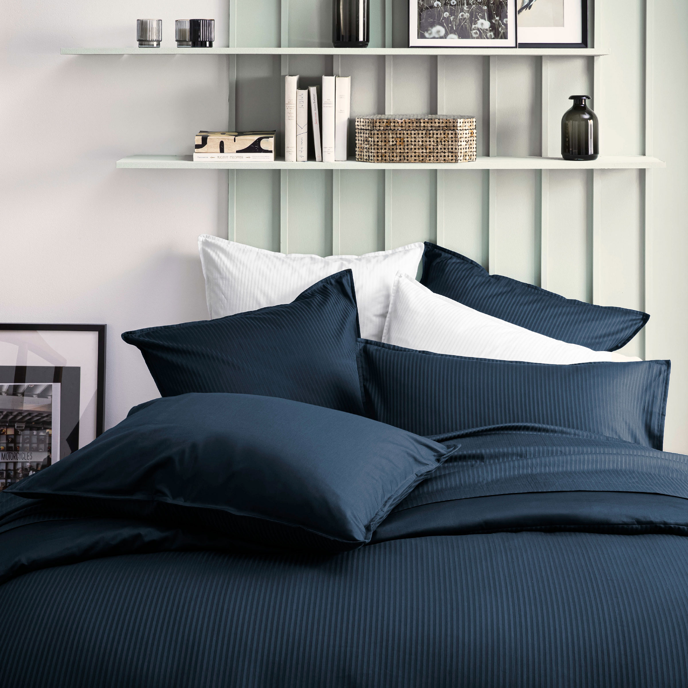 Essix Dekbedovertrek Set Grand Hotel Jacquard Satijn 300TC Bleu Nuit 