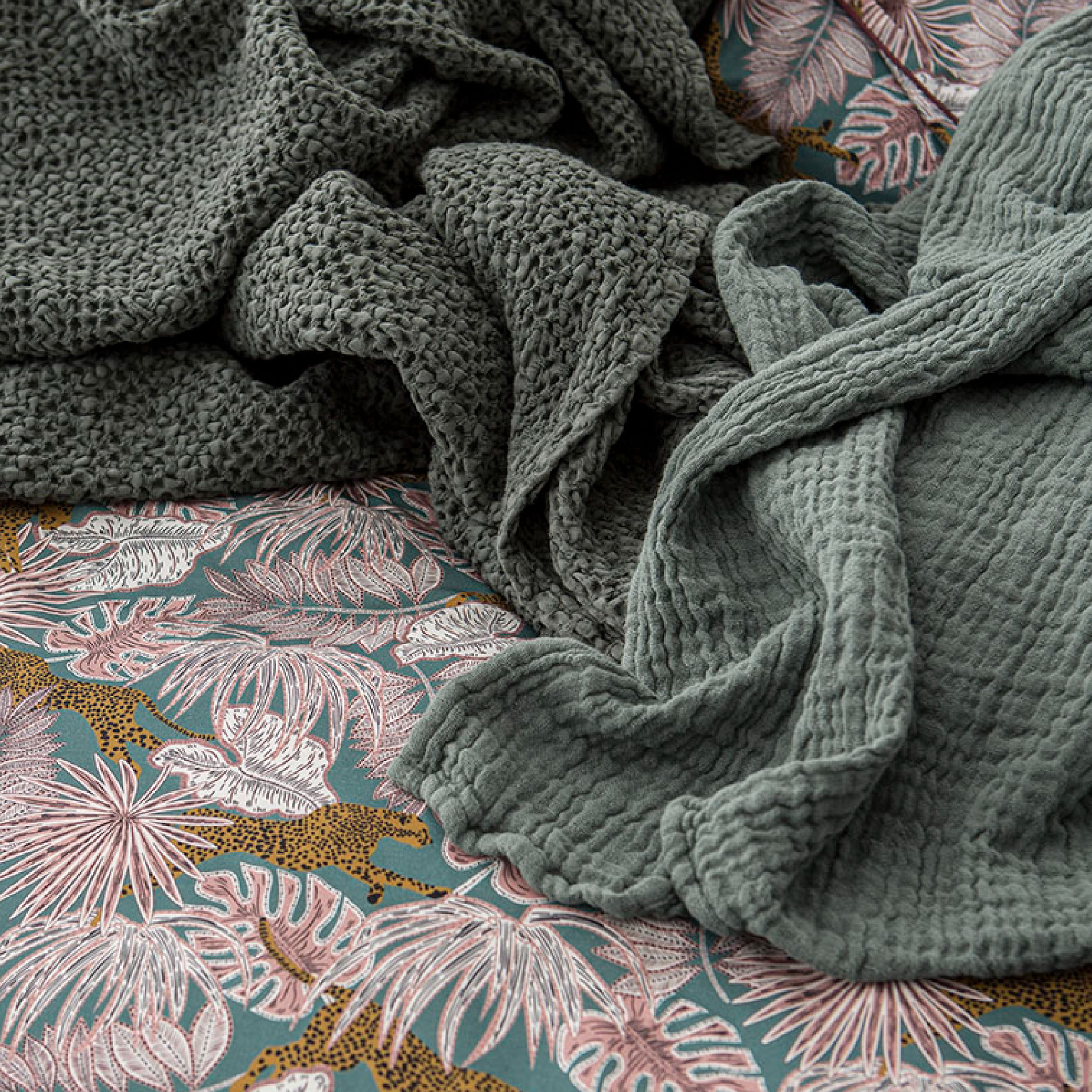 Essix Plaid Jazzy Stonewashed Katoengaas Sauge 130 x 170 cm