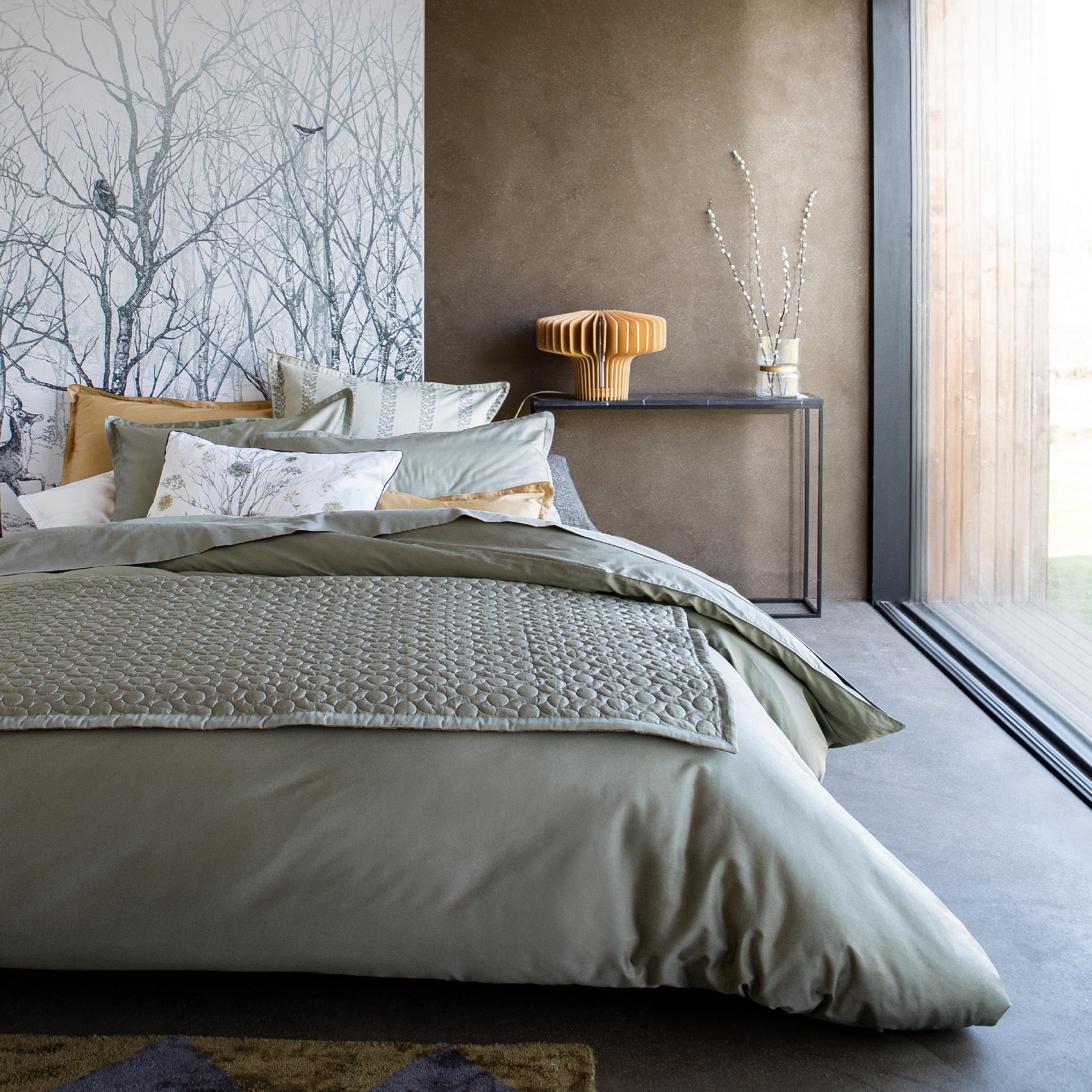 Alexandre Turpault Kussensloop Teophile Organic Satijn 300TC Kaki