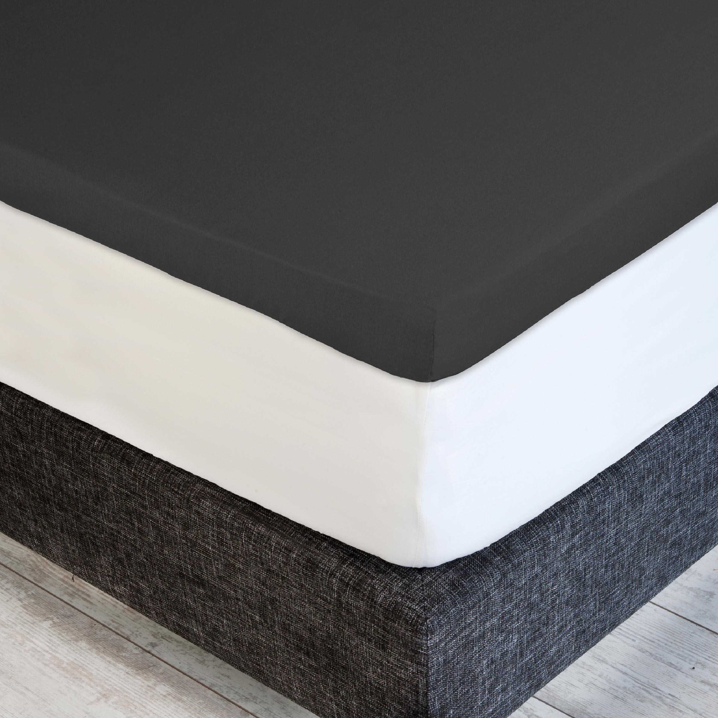 Dommelin Dubbel Split Topper Hoeslaken Percal 200TC Steenkool