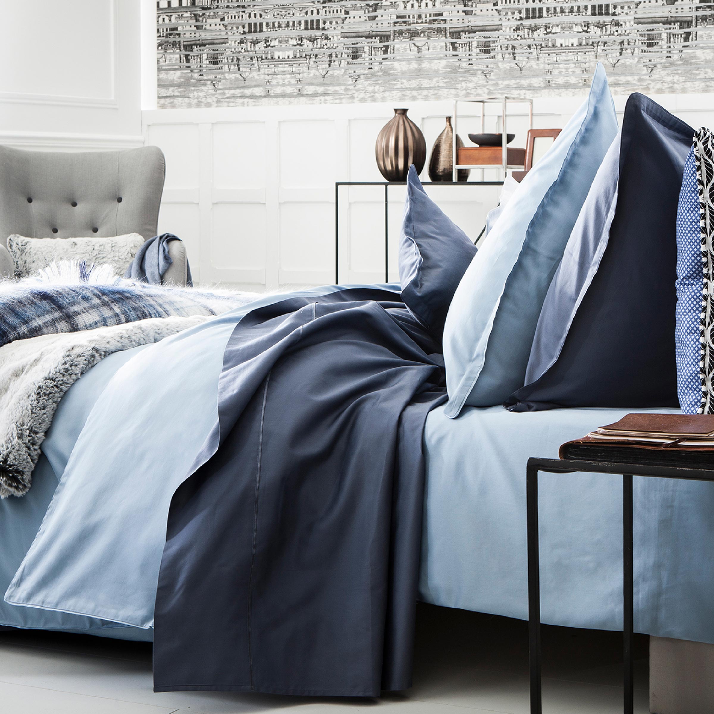 Alexandre Turpault Kussensloop Teophile Organic Satijn 300TC Marine