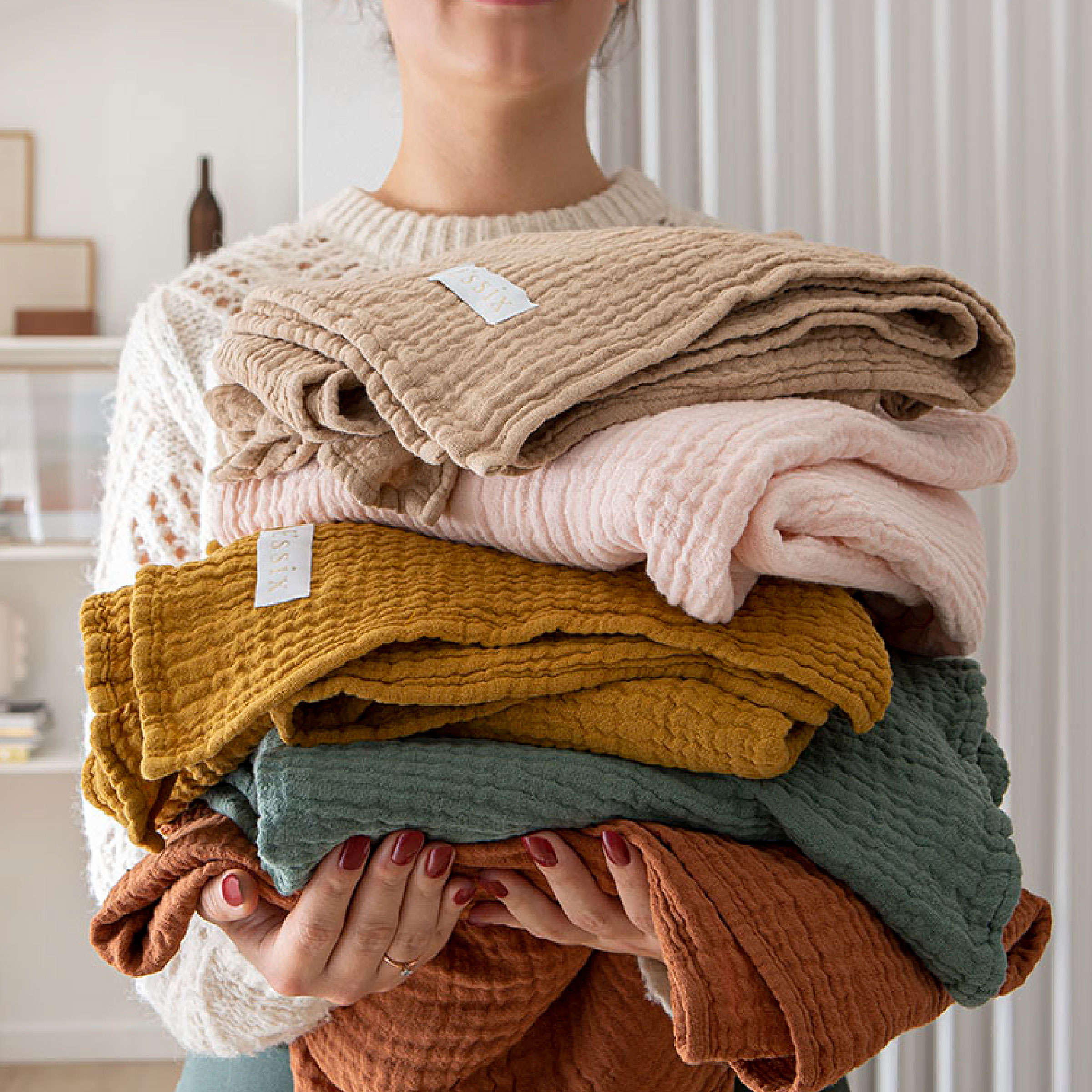 Essix Plaid Jazzy Stonewashed Katoengaas Sauge 130 x 170 cm