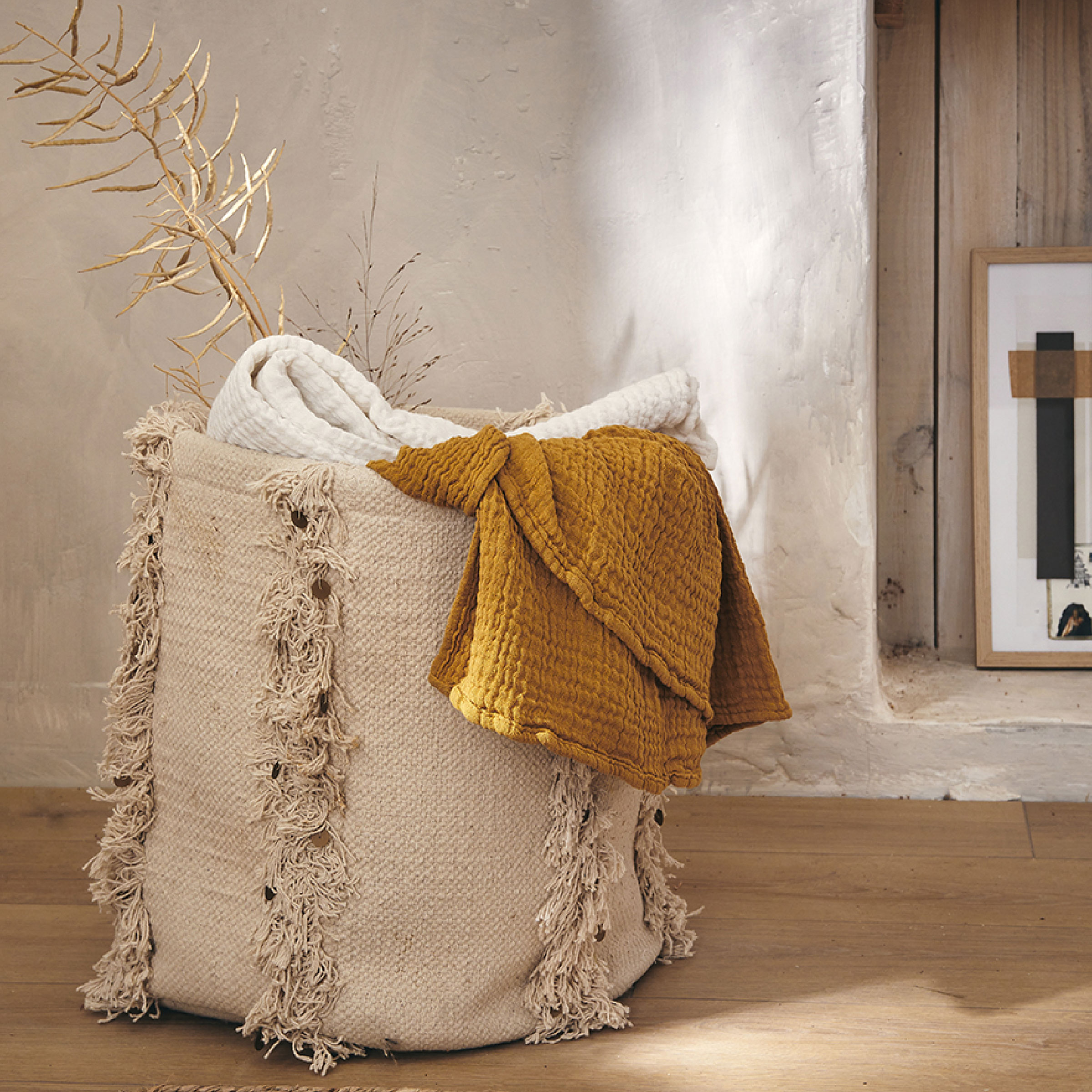 Essix Sprei Jazzy Stonewashed Katoengaas Moutarde 260 x 240 cm