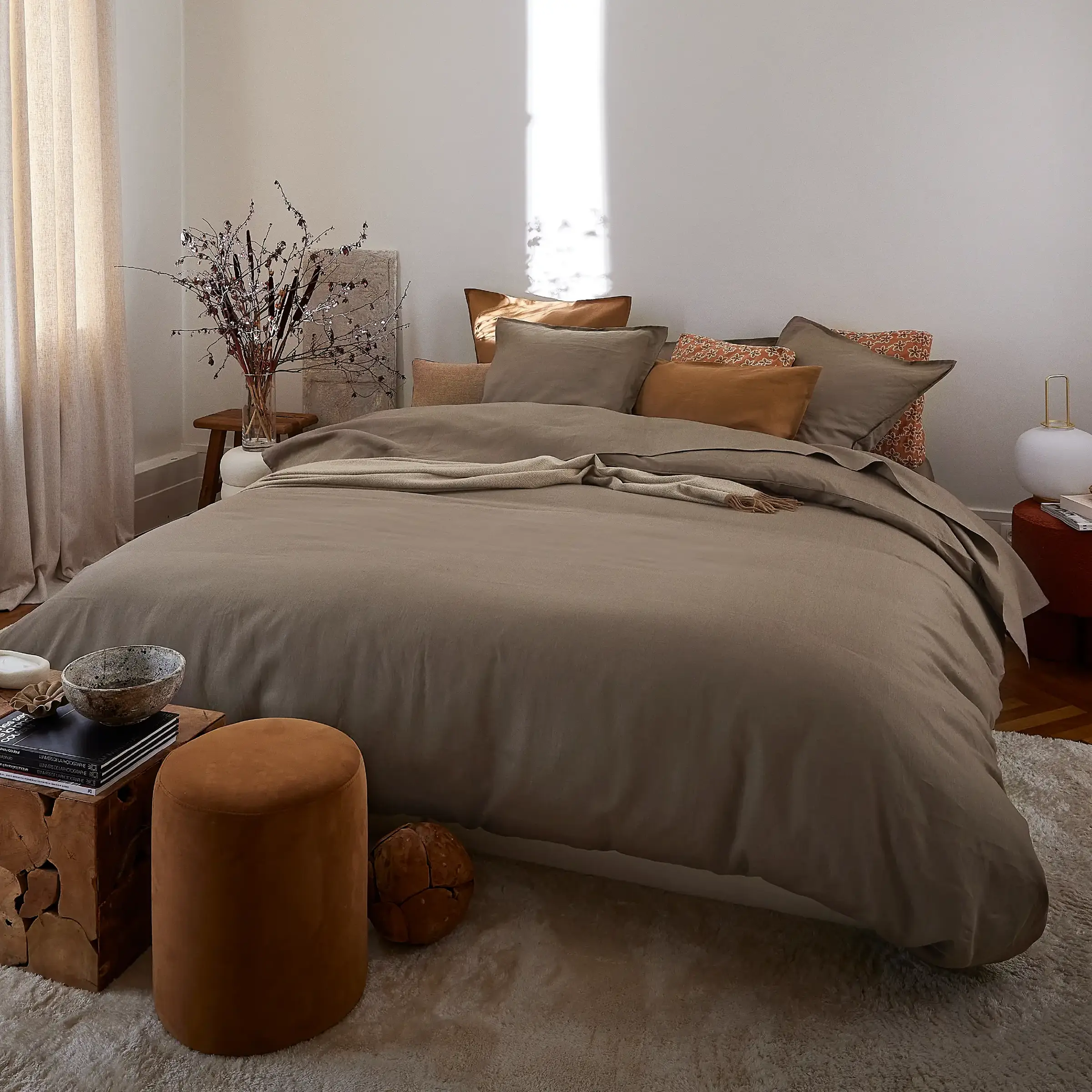 Alexandre Turpault Hoeslaken Nouvelle Vague Stonewashed Linnen Reed Brown