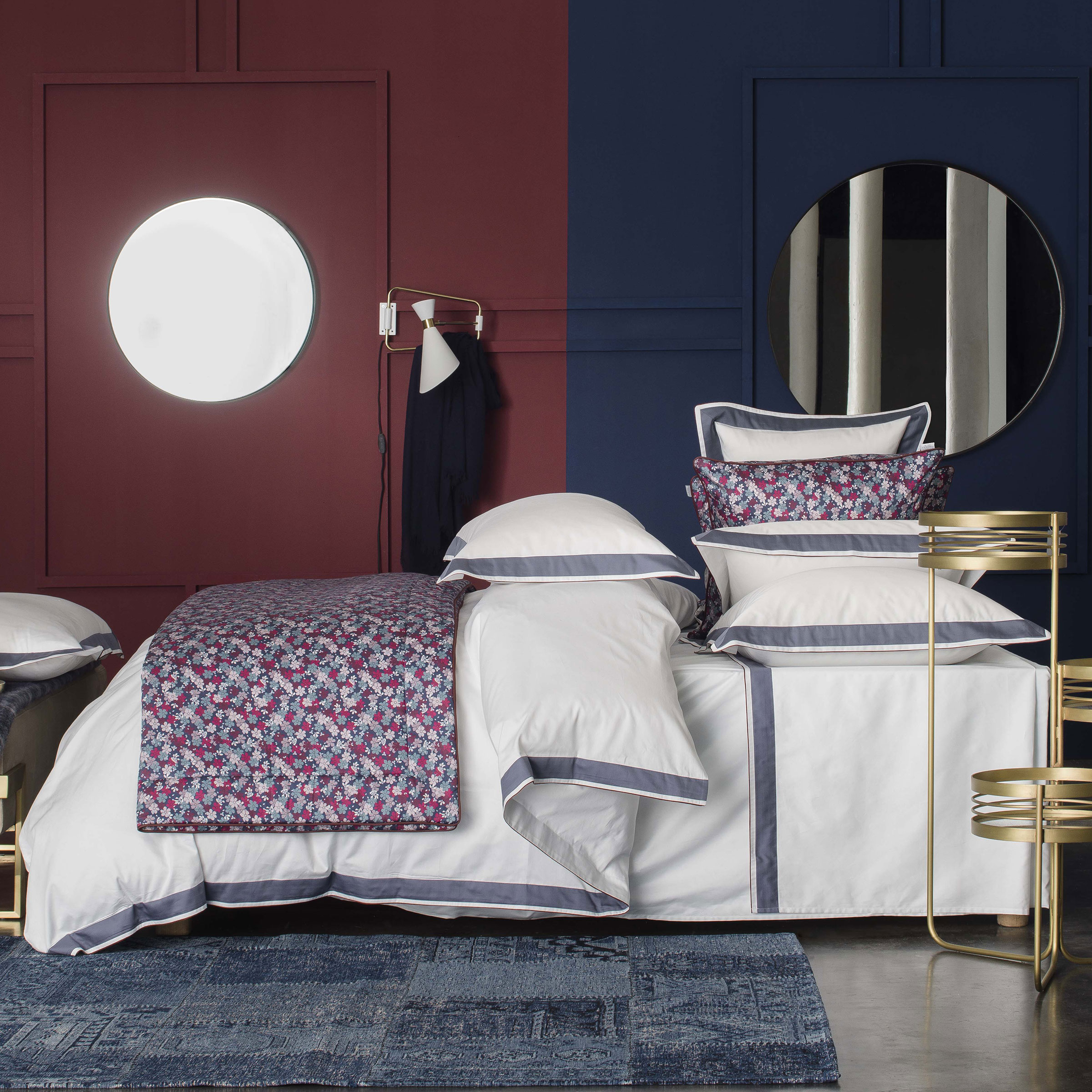 Alexandre Turpault Dekbedovertrek Marceau Organic Satijn 300TC Wit - Marine