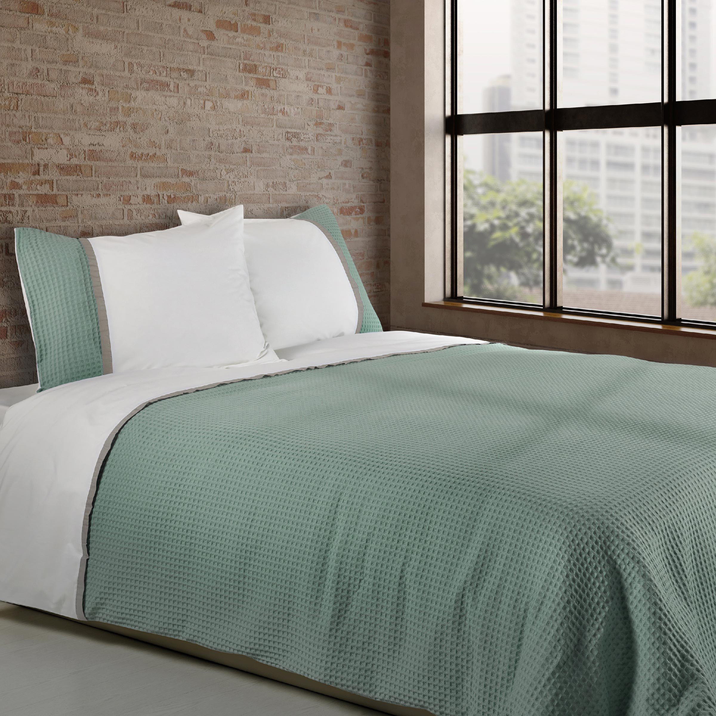 Dommelin Dekbedovertrekset Bari Percal 200TC Spargroen - Muisgrijs