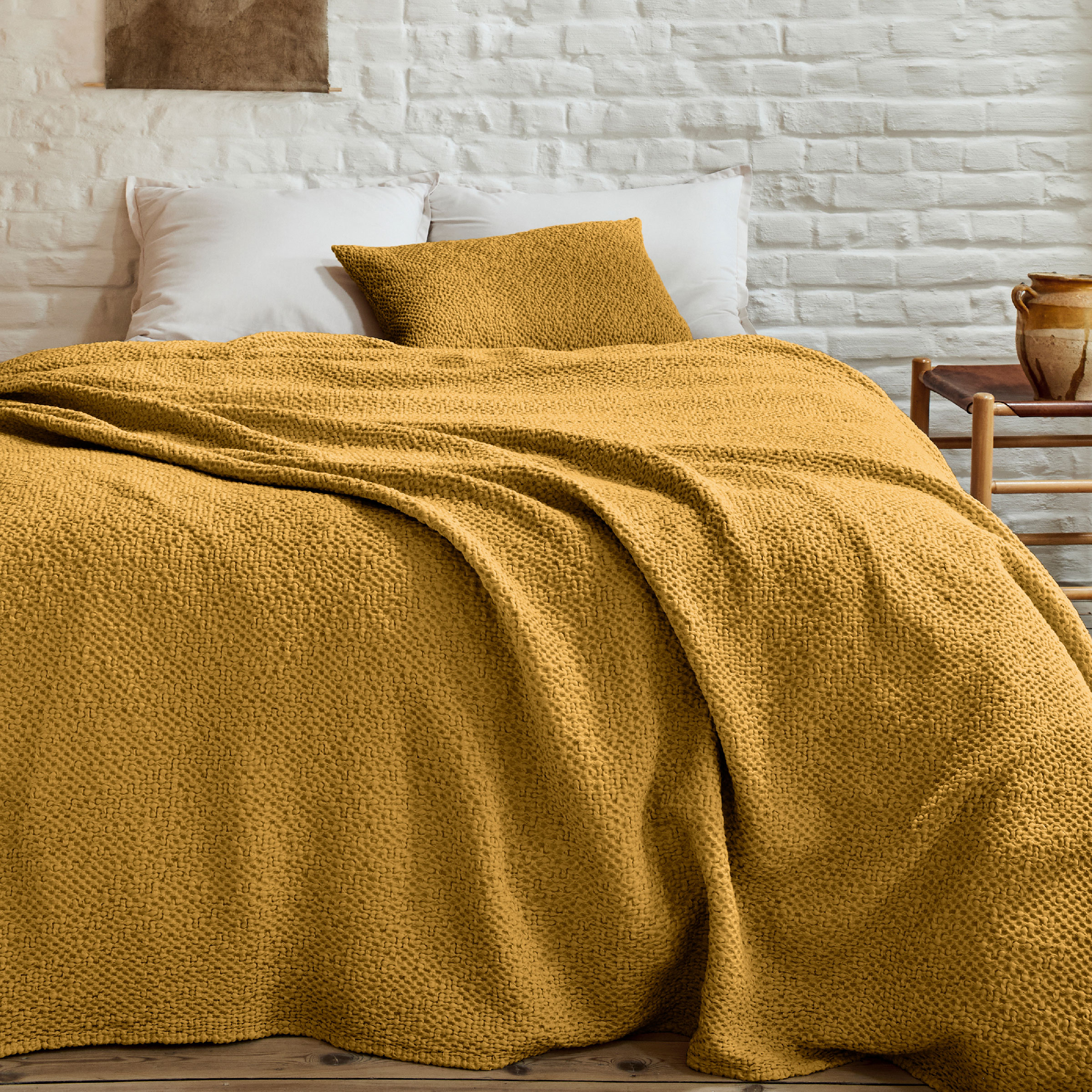 Essix Sprei Songe Stonewashed Katoen Pollen 240 x 260 cm